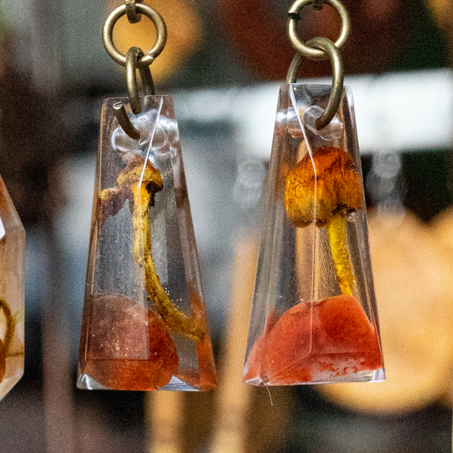 Ohrringe mit Pilzen - winzige Kristalle