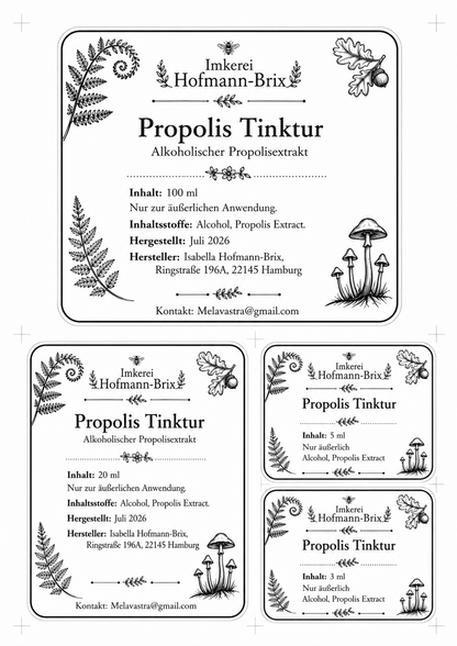 Propolis-Tinktur aus eigener Imkerei | 28,6 % Rohpropolis-Ansatz | 3–100 ml