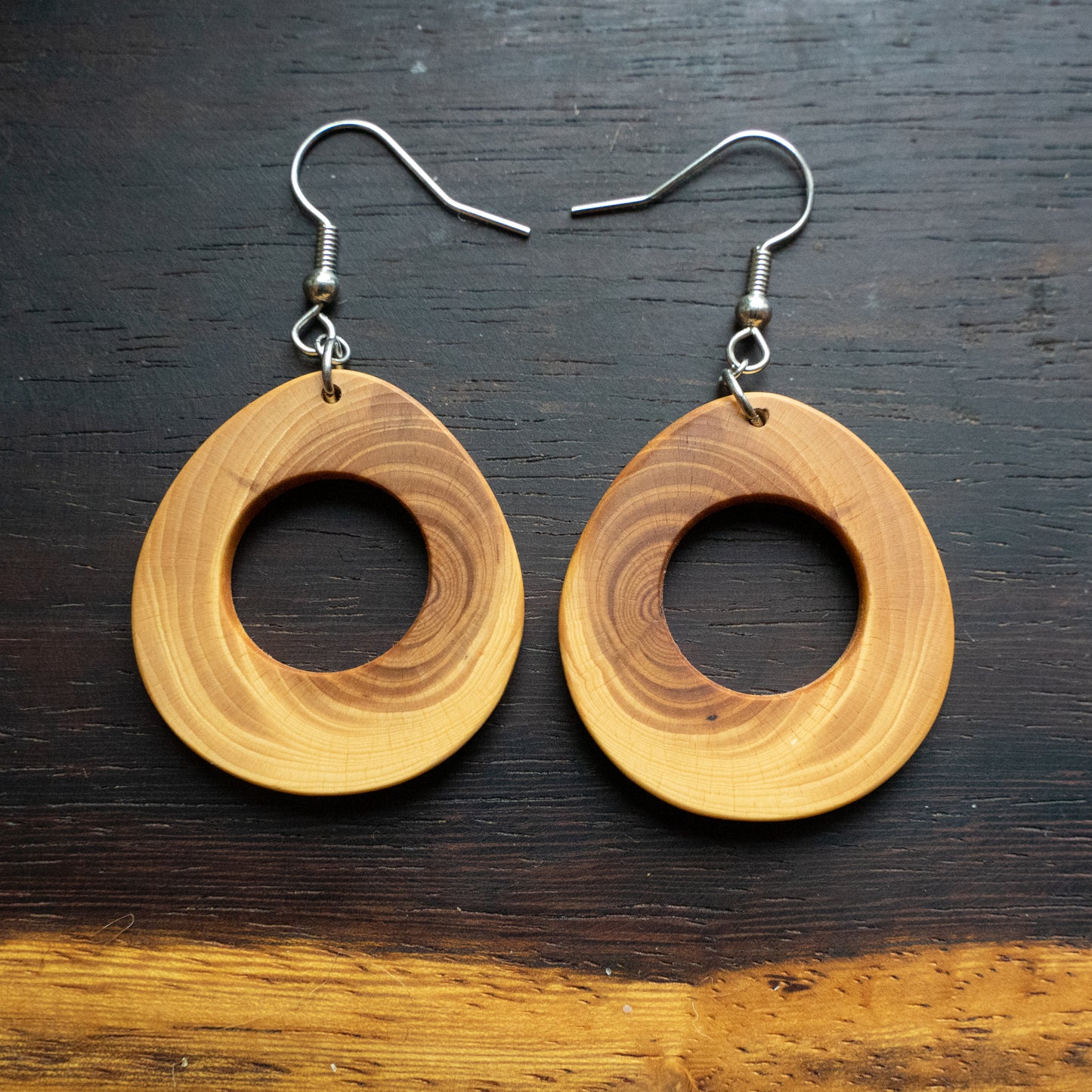 Earrings made from local wood