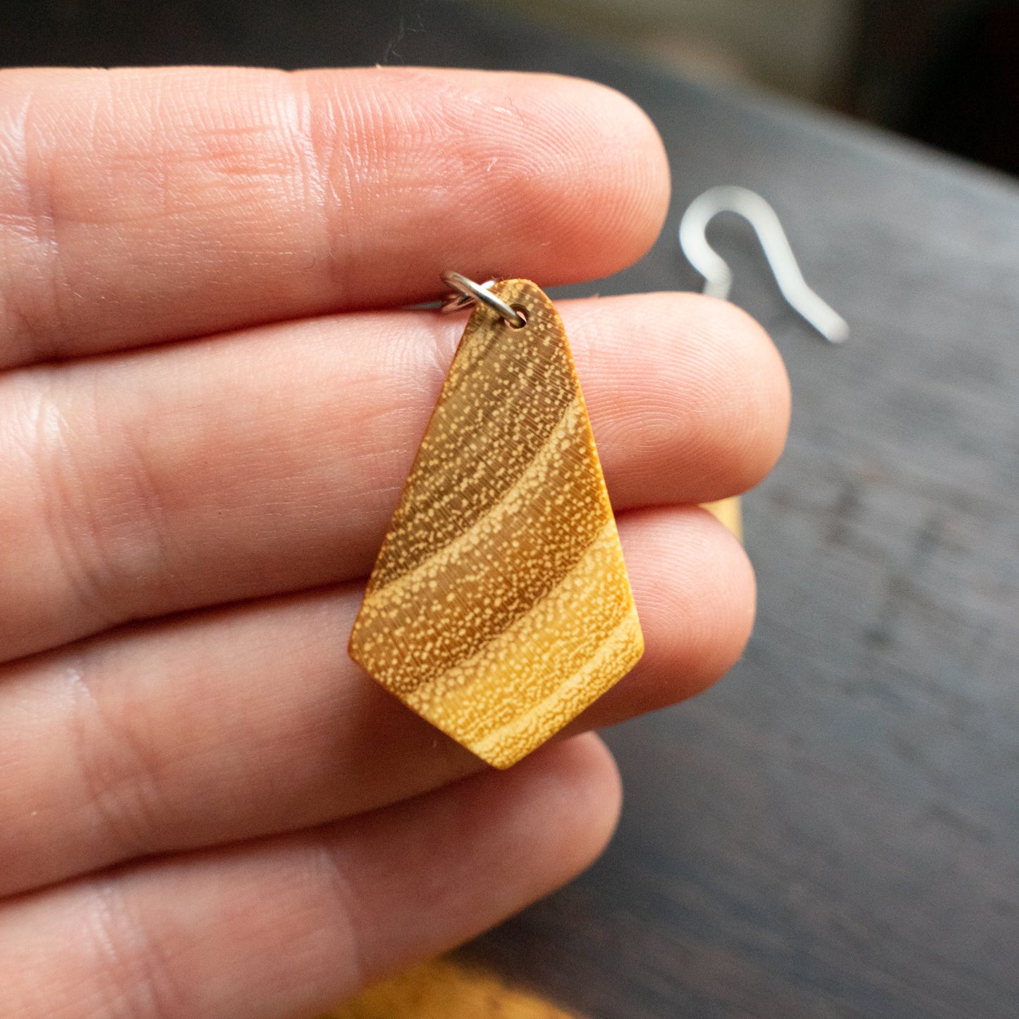 Earrings made from local wood