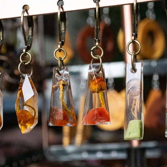 Ohrringe mit Pilzen - winzige Kristalle