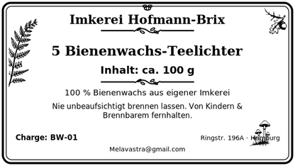 Bienenwachs- als Kosmetikrohstoff & Teelichter aus eigener Imkerei | 100 % Bienenwachs