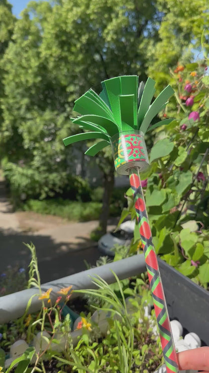 Flowerstick - medium - Geometrisch Neon orange & grün
