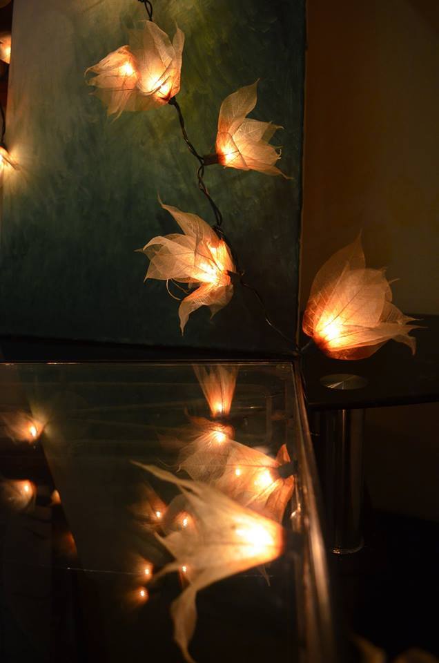 natural fairy lights made from real leaves
