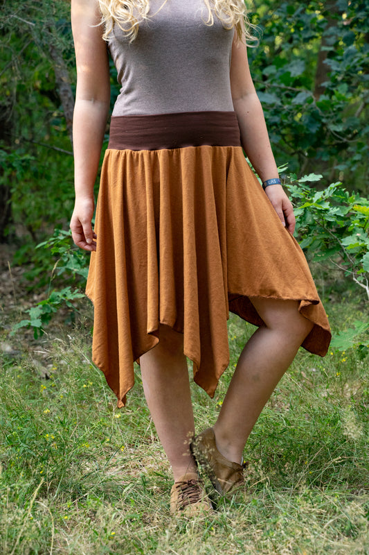 MTO: Hemp jersey skirt with tassels