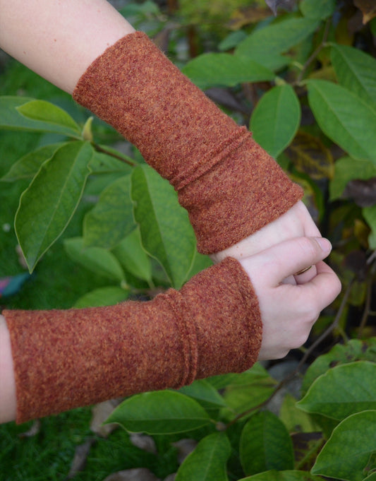 Wrist warmers made of boiled wool